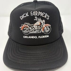 Vintage Dick Farmers Harley Davidson Snapback Trucker Hat Orlando Florida 80s